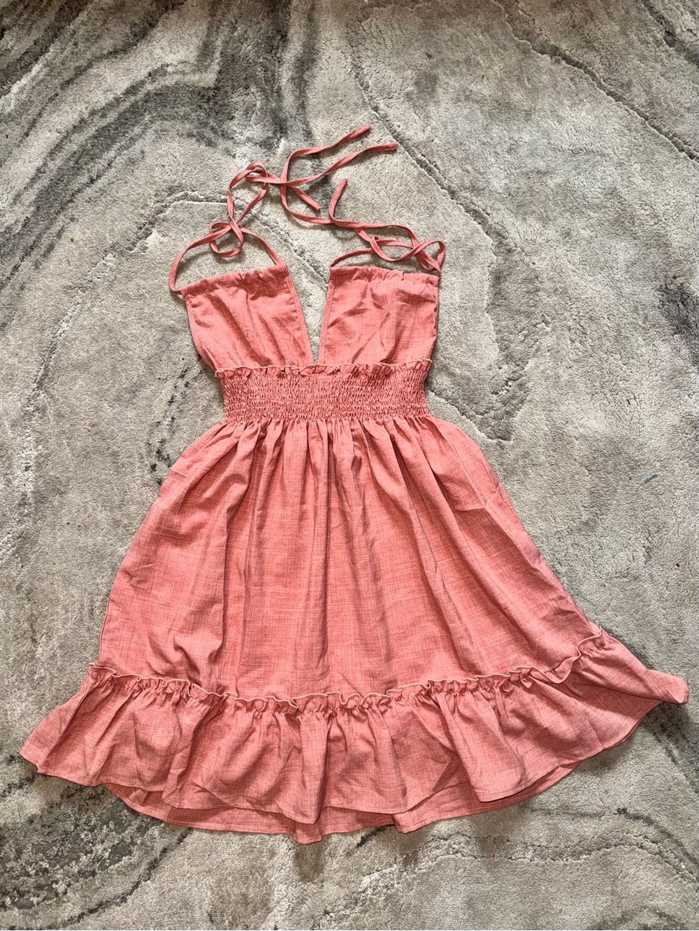 Backless Halter Sundress in Coral Pink
